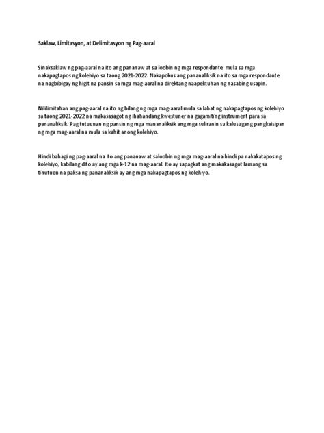 delimitasyon halimbawa saklaw at limitasyon halimbawa|Saklaw at Delimitasyon 1st Paragraph .